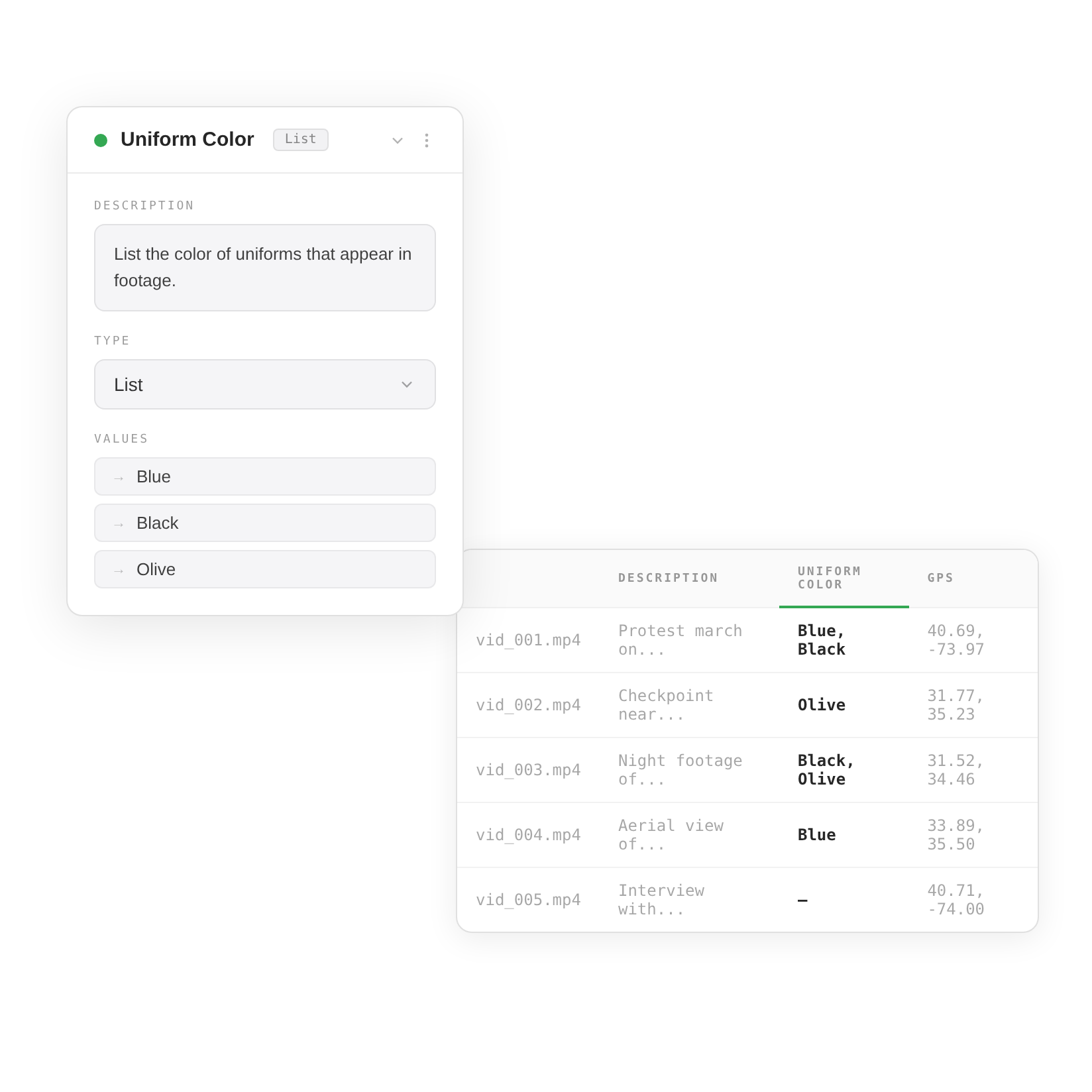 Database creation interface
